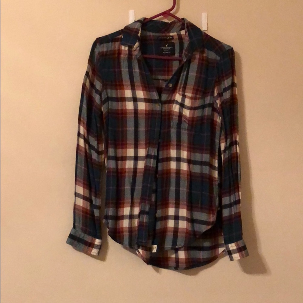 American Eagle green plaid flannel